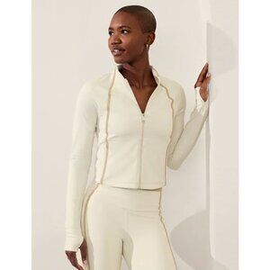 Athleta Salutation Crop Jacket In Cream Bone Size Small NWT